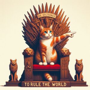 Cat Sitting on a Throne and Giving Directions to Rule the World