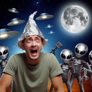 Man Wearing Tinfoil Hat