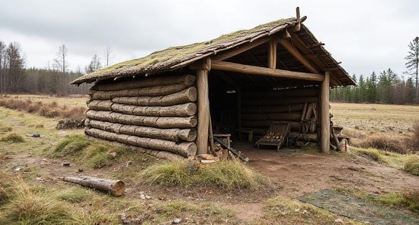 Survival Man Shelter Building