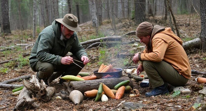 Survivalist Gathering Food