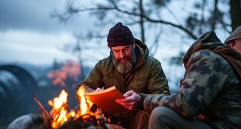 Survival Man Making Emergency Plans