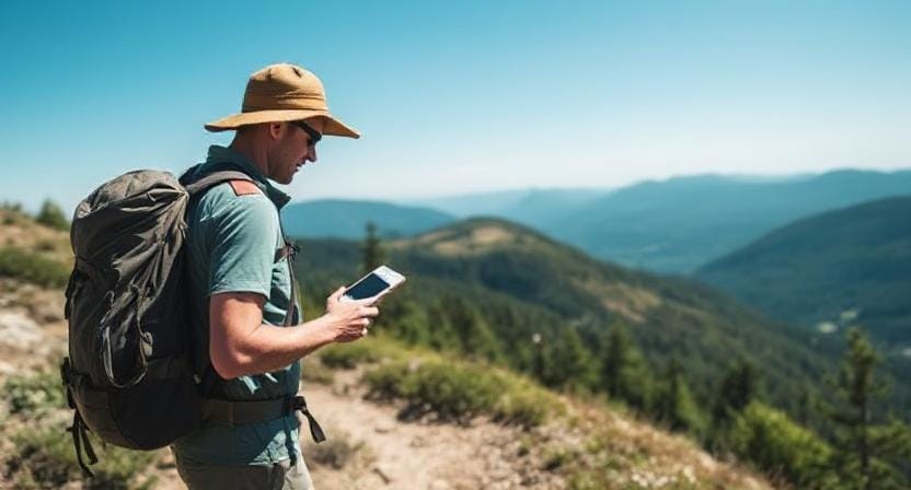 Hiker Navigating Trails