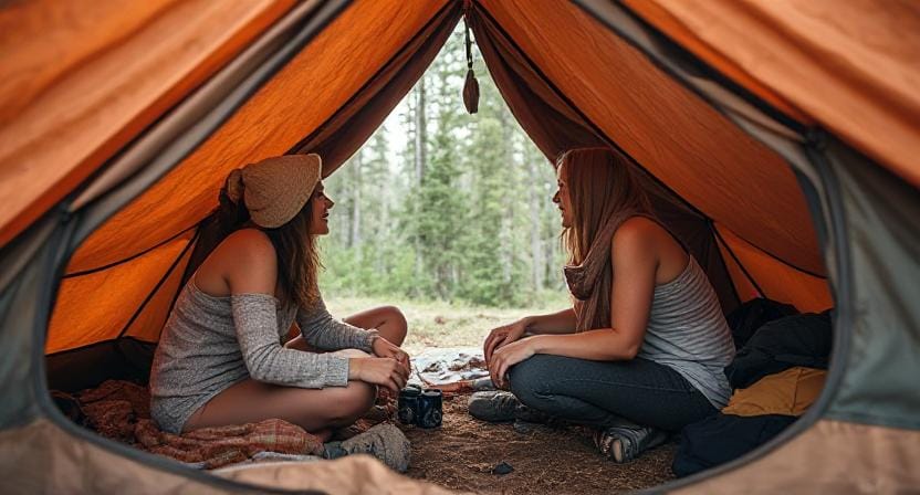 Survival Women Inside Tent