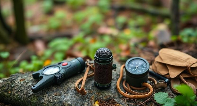 Survivalist Prepper with Navigation Tools
