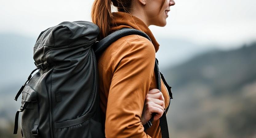 Woman Wearing Heavy Duty Backpack