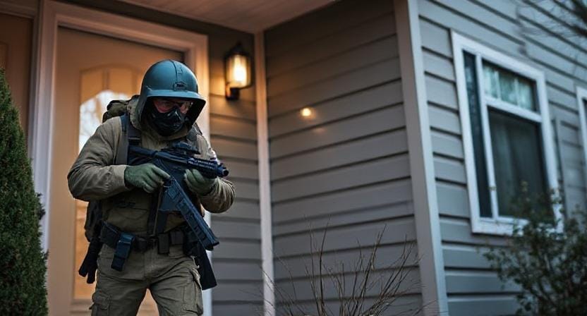 Survival Men Taking Home Security Measures