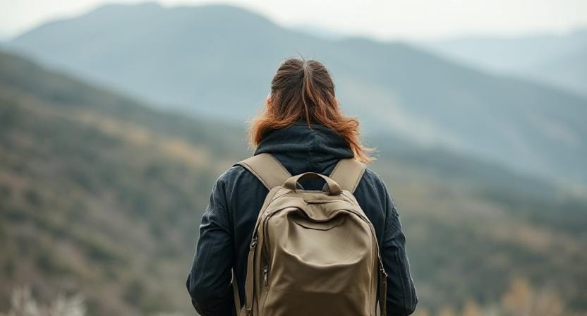 Backpacker Embracing Minimalism