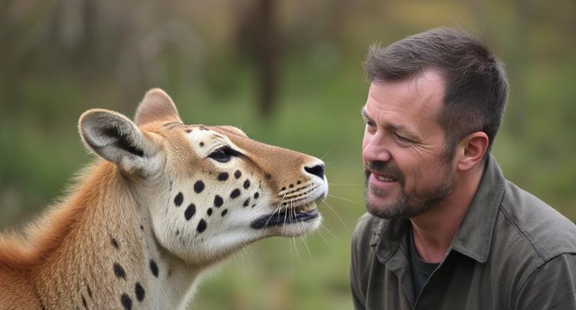 Man Having an Animal Encounter
