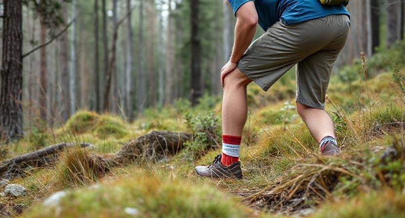 Man Getting a Leg Injury in the Wilderness