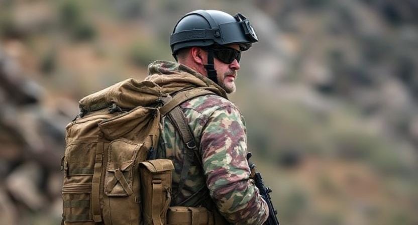 Survivalist Wearing a High Tech Backpack