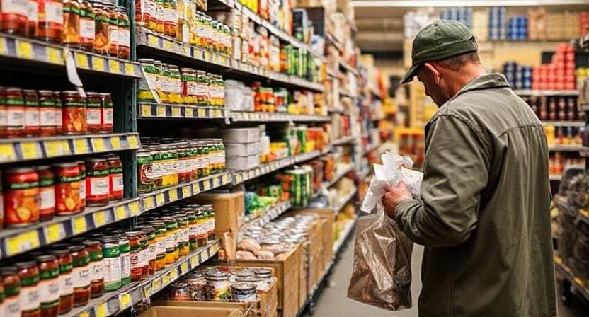 Prepper Shopping for Canned Goods