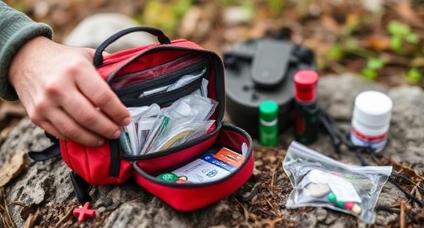 Survivalist Packing a First Aid Kit