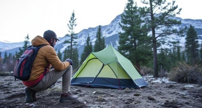 Survivalist Choosing the Right Spot for a Tent
