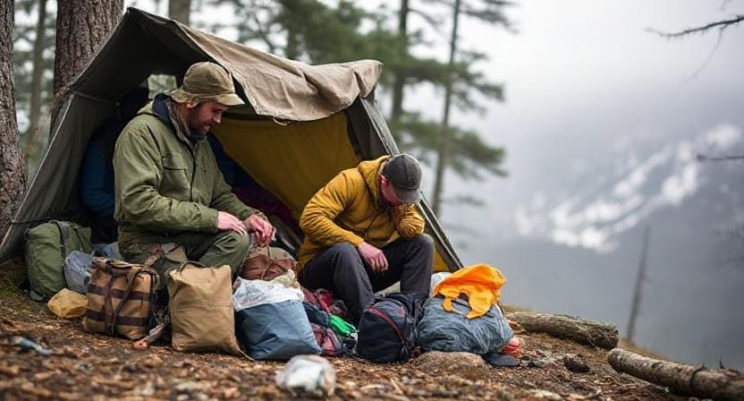 Survivalist Packing Clothing and Shelter Supplies