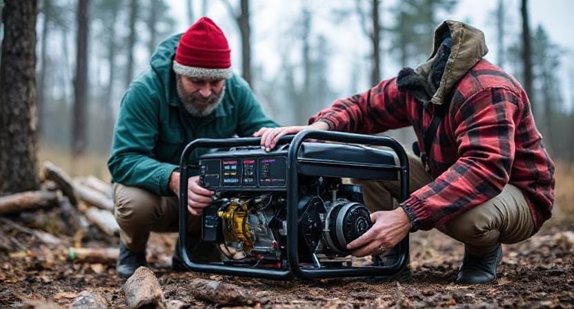 Survivalist Using Generator