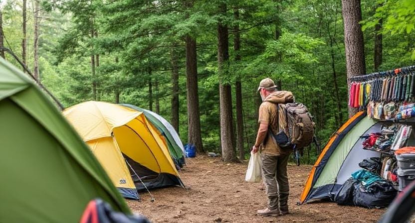 Survivalists Shopping for Backpacks and Tents