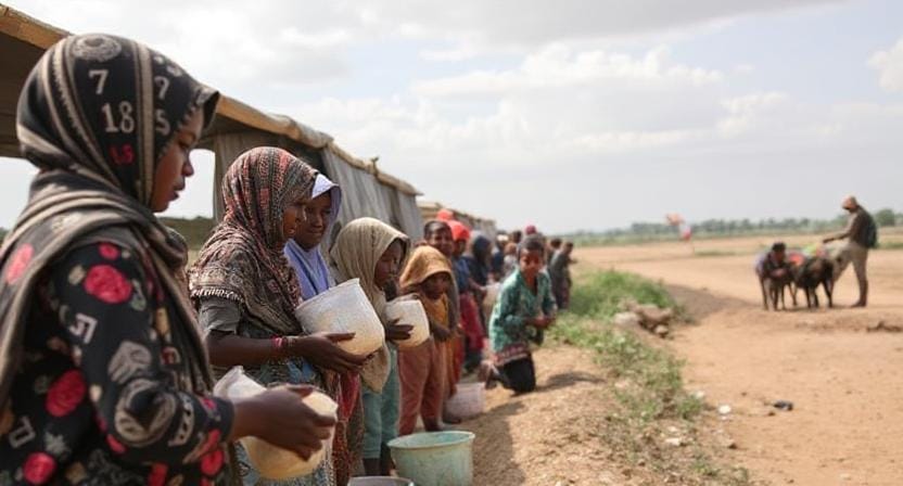 Global Refugees Getting Food and Water
