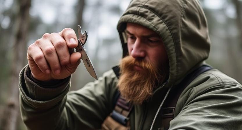 Survivalist Using a Multi-tool