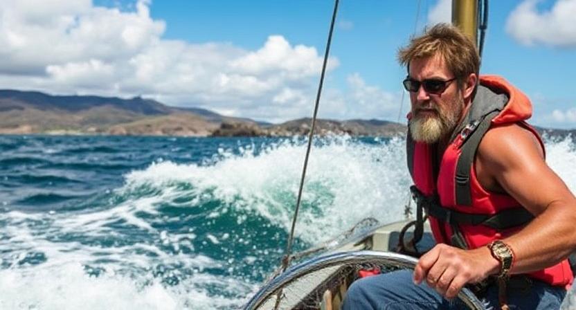 Survivor Man Navigating Away Safely