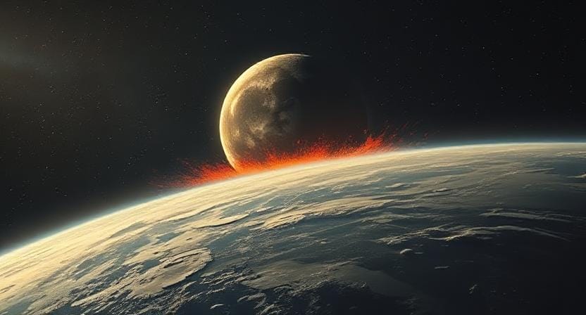 The Moon Crashing Into the Earth