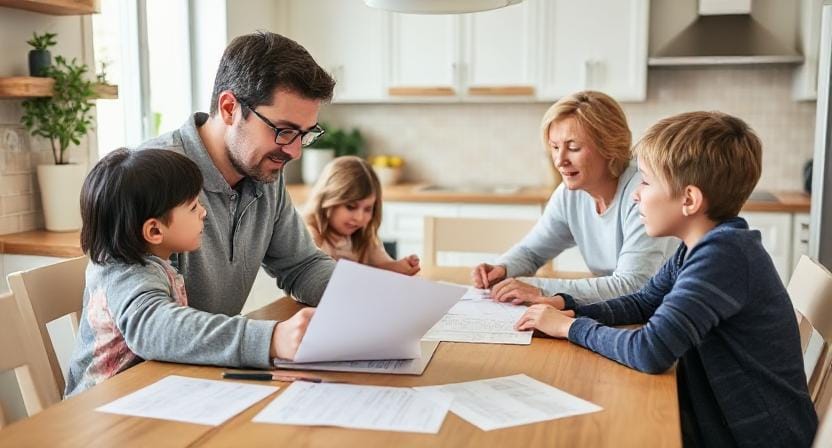 Man Creating a Family Communication Plan at his Kitchen Table