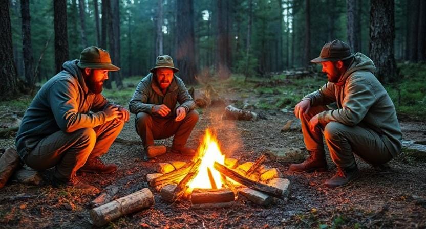 Survivalists Mastering Campfire Skills