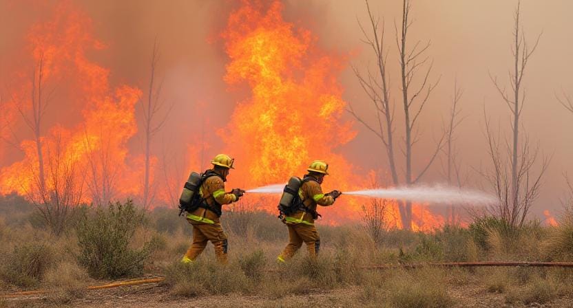Firemen Battling Wildfires