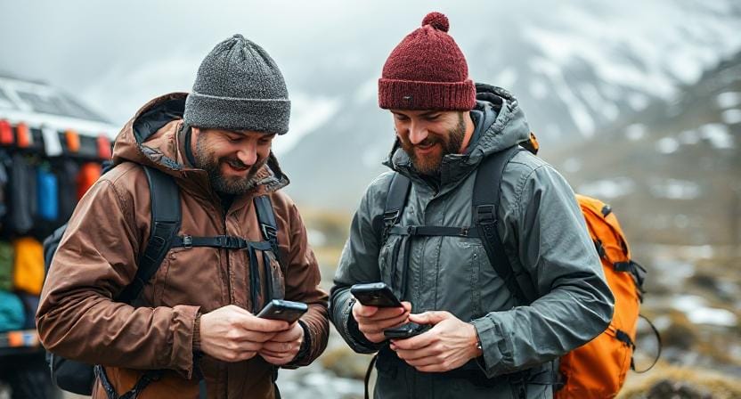 Mountain Men Shopping for Waterproof Electronics