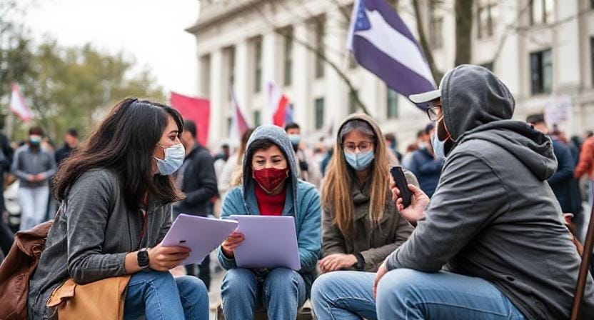 Family Staying Informed During Civil Unrest