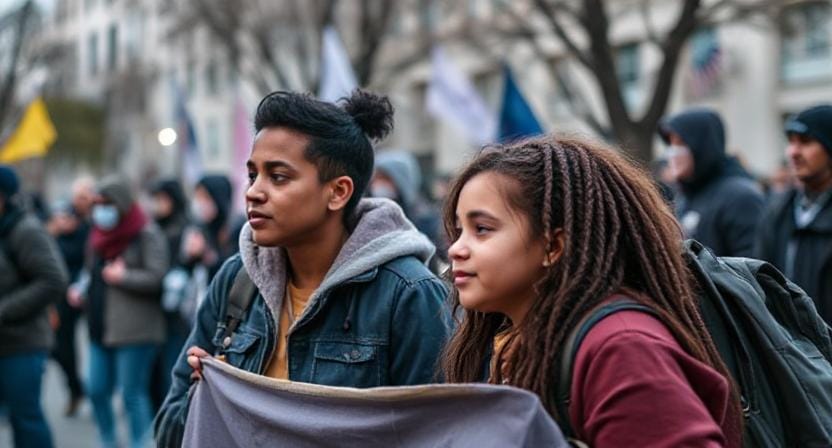 Family Dealing with Civil Unrest