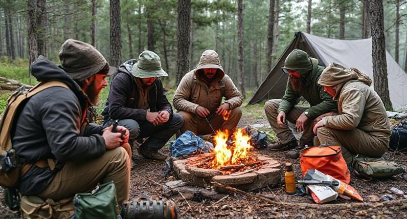 Survivalists Gathering Their Gear