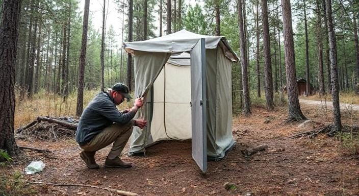 Survivalists Making a Temporary Toilet