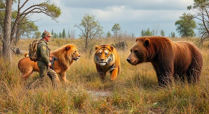 Survivalists Encountering Lions and Tigers and Bears