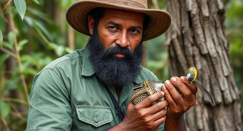 Suvival Man Showing Wildlife Awareness