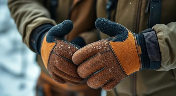 Survivalists Wearing Extra Heavy and Highly Insulated Gloves