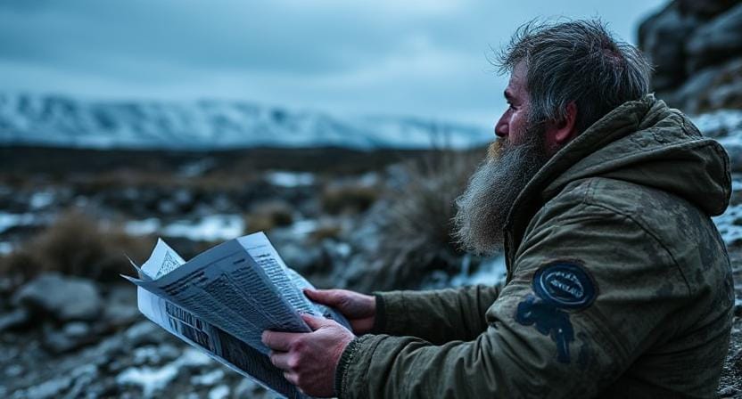 Survival Man Watching the News