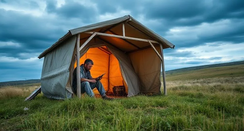 Suvival Man Choosing the Right Shelter