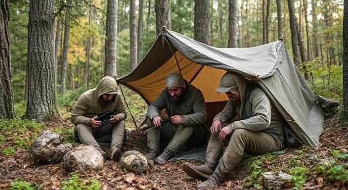 Survivalists Using Natural Cover