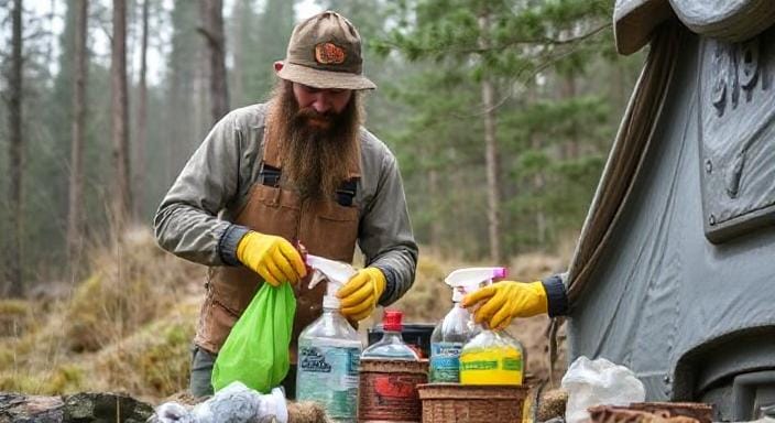 Survivalists with Their Important Cleaning Supplies
