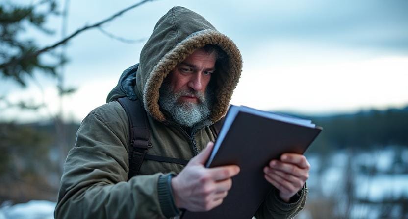 Suvival Man Stashing and Hiding his Survival Binder
