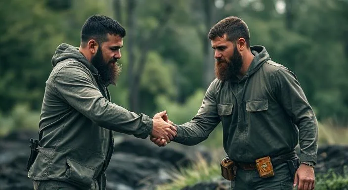 Survival Men Shaking Hands
