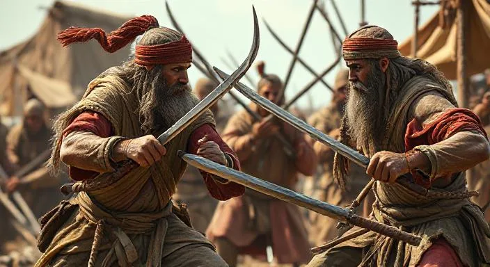 Survival Men with Swords Drawn Making a Trade