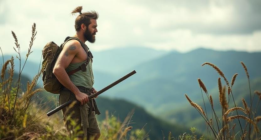 Suvival Man Embracing His Inner Eco-Warrior