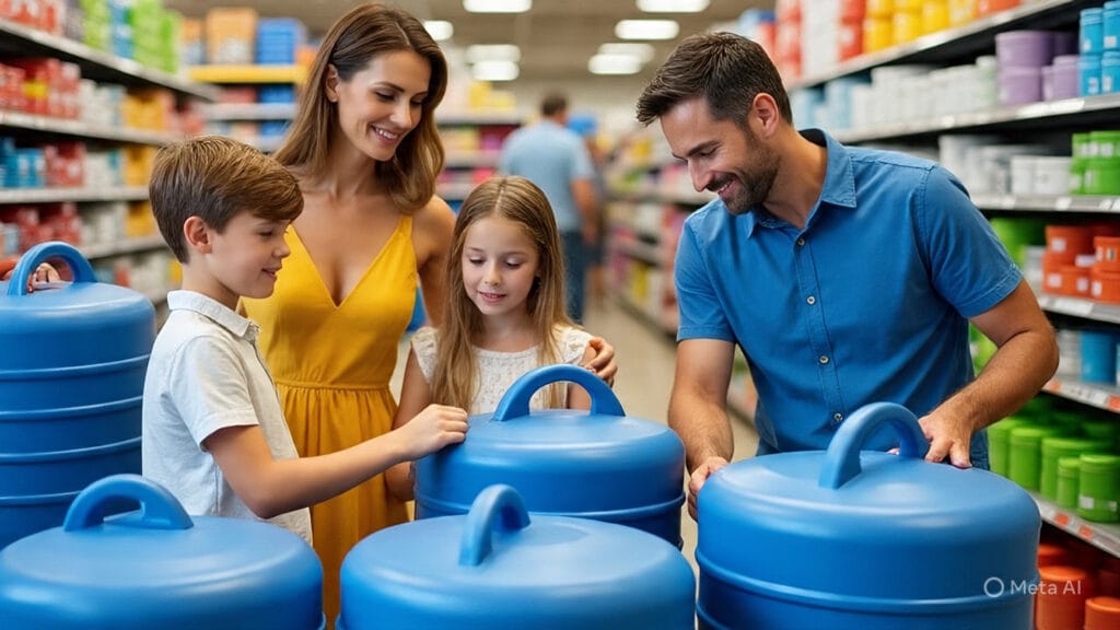Family Stocking Up On a Bunch of Large Water Containers