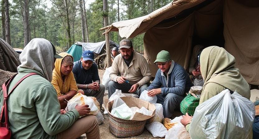 Suvivalists Bartering for Supplies