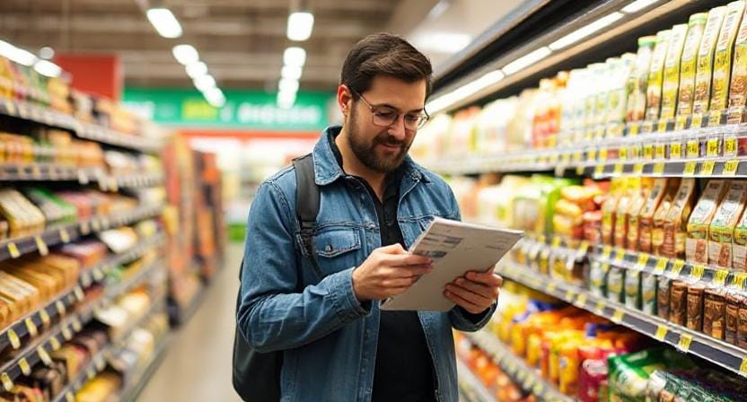 Suvivalist Using Coupons at a Grocery Store