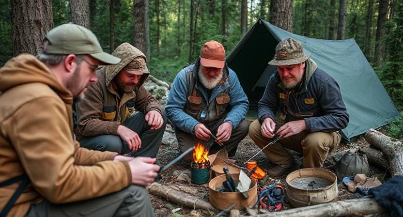 Suvivalists Looking at Their Survival Tools