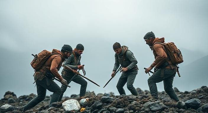 Survival Men Working as a Team