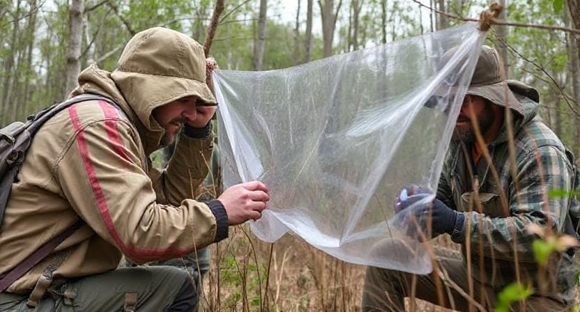 Survival Men Creating Bug Barriers