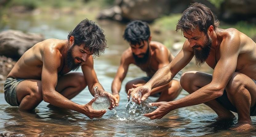 Survival Men Purifying Their Water